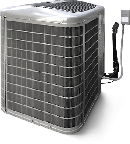 Air conditioning unit ready for installation, positioned and prepared for setup.